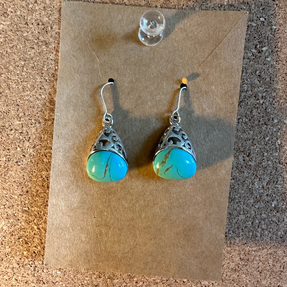 Turquoise and silver earrings. Excellent condition.